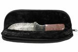 Damascus Knife With Fossil Dinosaur Bone (Gembone) Inlays #125250-1